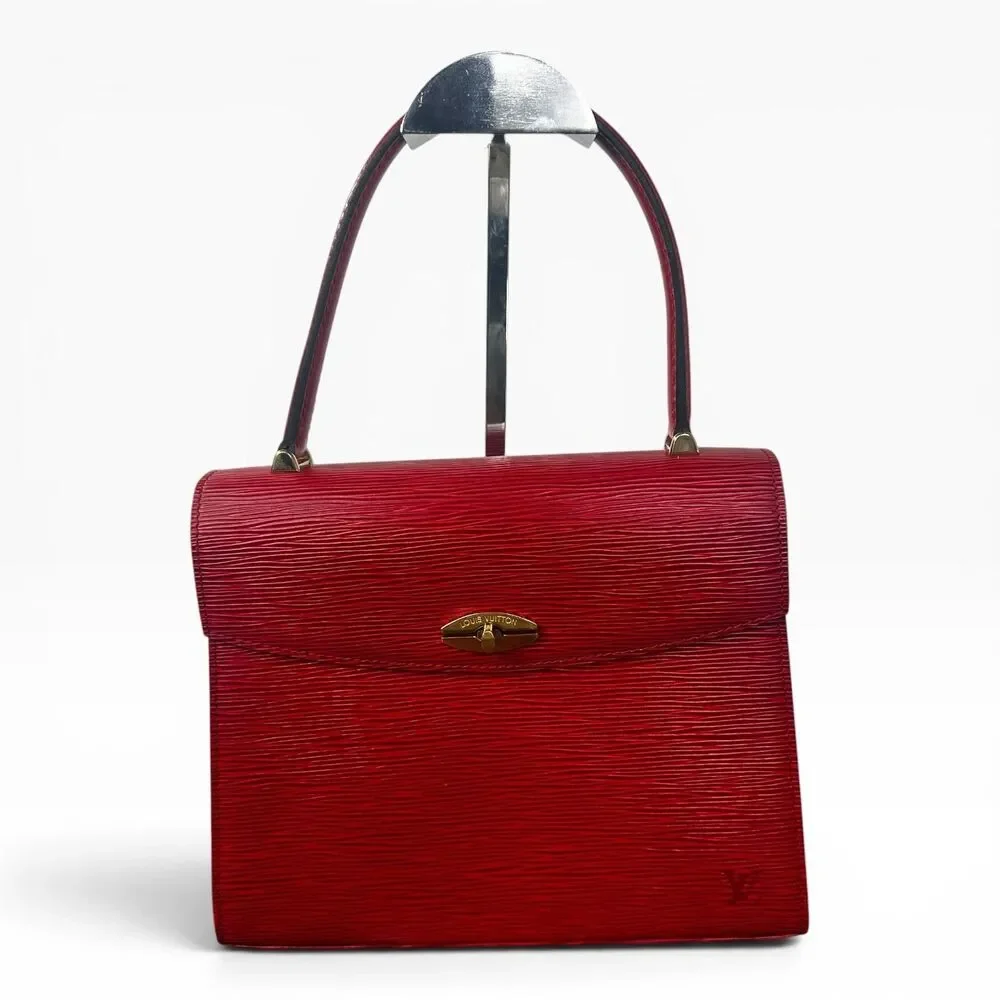 Louis Vuitton Malsherbes Vintage Epi Top Handle Bag Small Red Gold Tone